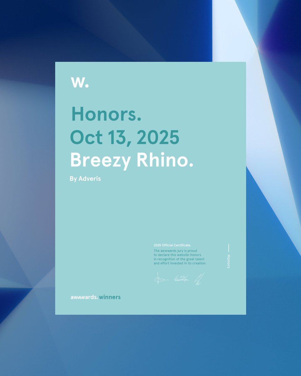 Nous sommes fiers d’annoncer une nouvelle mention Honors pour le site BREEZY RHINO, agence événementielle 360.

Félicitations à toutes les équipes pour cette belle collaboration 👏

Découvrez le site : breezyrhino.com

#awwwards #honors #adveris #breezyrhino