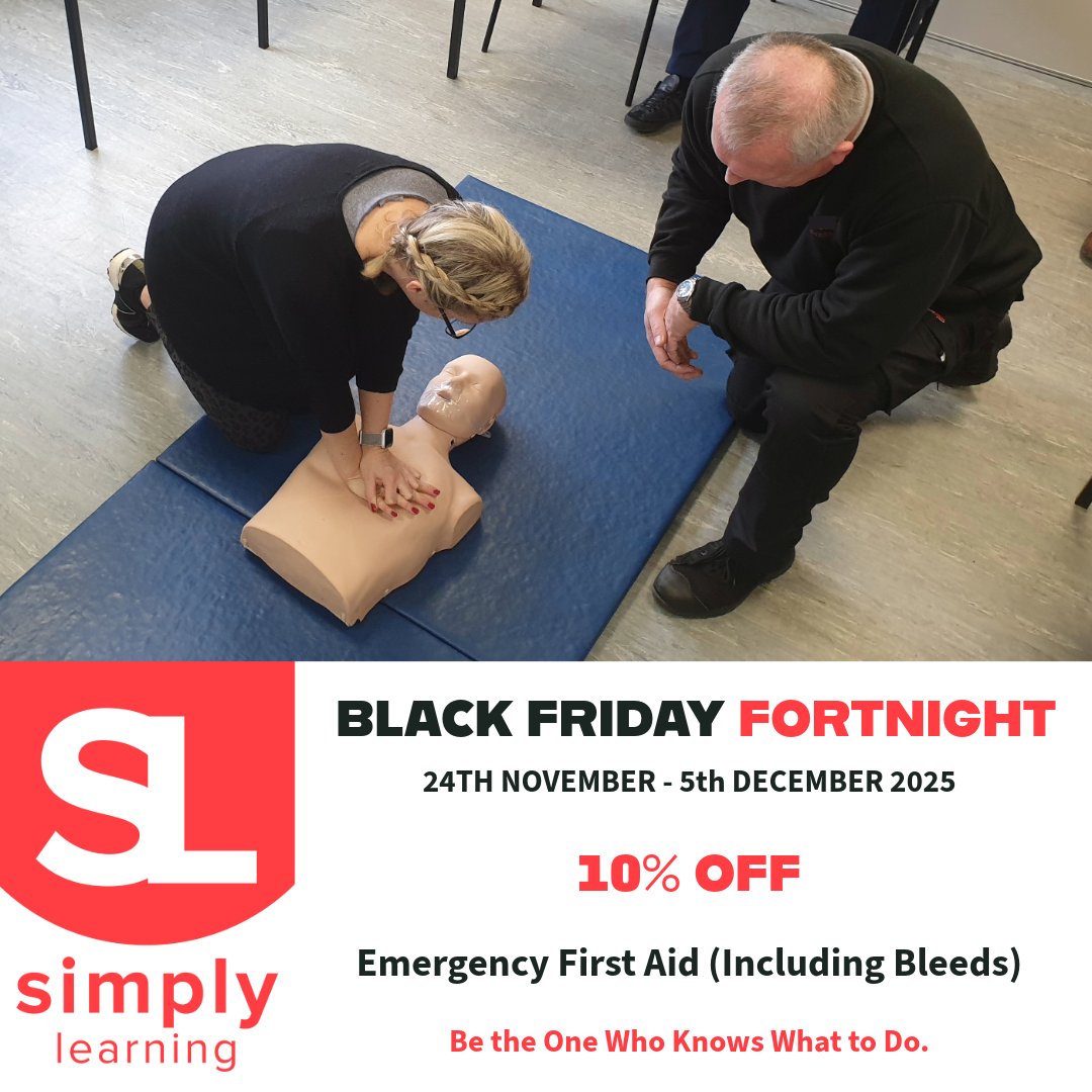 _SimplyLearning's tweet image. ⛑️ Book #EFAW training this #BlackFriday &amp;amp; get your free online course bundle 

simply-learning.co.uk/black-friday-f… | ☎️ 0330 0948 424