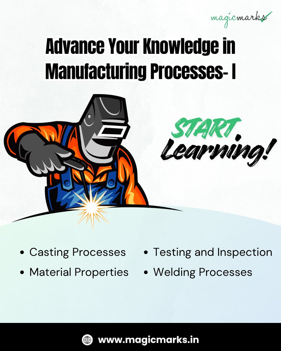 magicmrks's tweet image. Magic Marks makes complex manufacturing concepts easy to understand! ✨
Get clear, visual explanations and exam-ready content — just $13.98!
📘 Learn anywhere, anytime with Magic Marks.

👉 Enroll now: magicmarks.in/product/manufa…

#learnwithmagicmarks #manufacturingprocesses