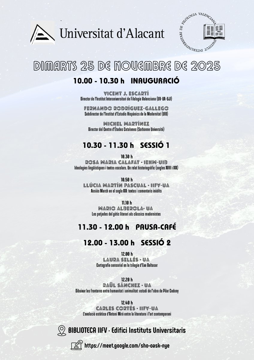 iehm_uib's tweet image. 📚 Demà comencen les Jornades Internacionals “De la modernitat a la contemporaneïtat: els corrents estètics des de la lingüística i la literatura”,  que coorganitzem amb l’IIFV i el @CecSorbonne
🔗Podeu seguir-la a través de Meet: meet.google.com/sho-oask-nye