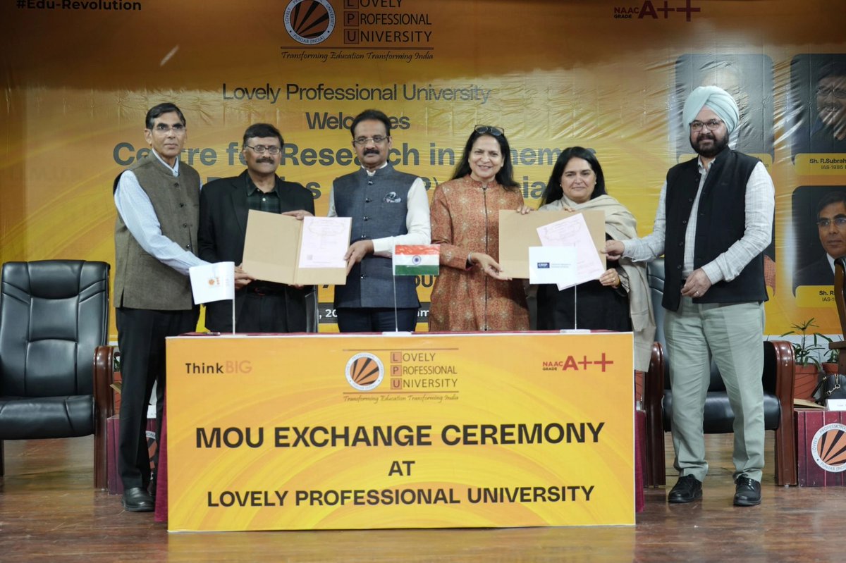 CRISPINDIA1's tweet image. CRISP and  Lovely Professional University (LPU) have signed an MoU to advance public policy education and skills-based learning.
The partnership includes Public Policy courses, Apprenticeship Embedded Degree Programmes, expert lectures &amp;amp; joint research initiatives.
@lpuuniversity…