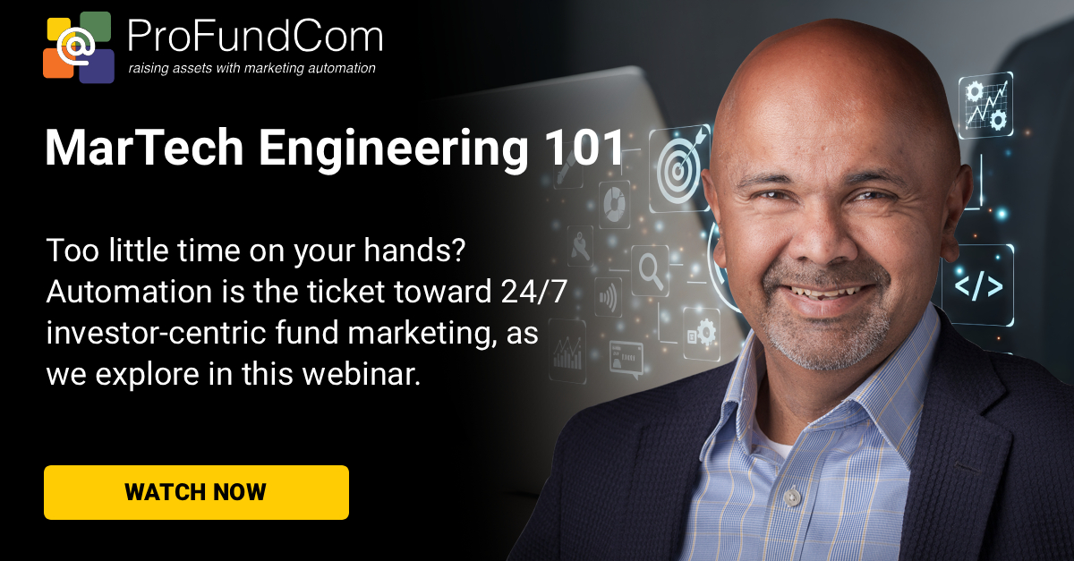 ProFundCom's tweet image. ⏯️ GTM chaos? Automate it. We break down how fund marketers can reduce stress, gain better data, and build stronger sales funnels👇

youtube.com/watch?v=8GUZnN…

#MarketingAutomation #FundMarketing #AssetRaising #GTMStrategy #MarTech