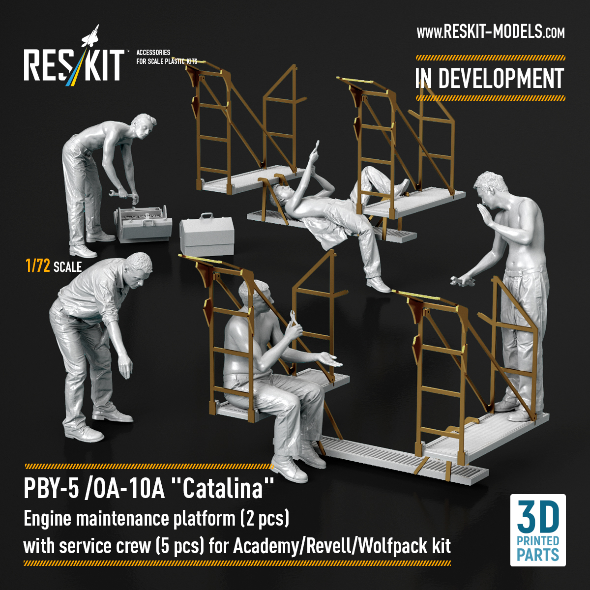 Reskit_official's tweet photo. #ResKit unveils a new 1/72 PBY-5 / OA-10A #Catalina Engine Maintenance Platform set!
Compatible with Academy, Revell & Wolfpack kits, it adds dynamic, ultra-detailed 3D-printed parts to bring your Catalina builds to life—perfect for dioramas and maintenance scenes.🤩 https://t.co/l1l5y65uKV