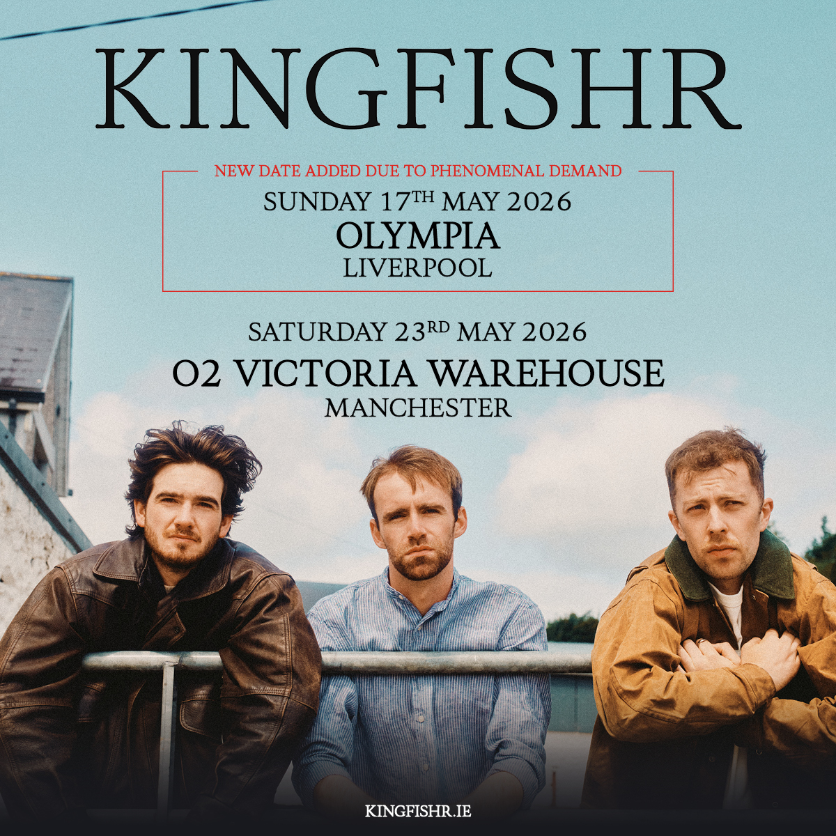 🚨 SHOW ANNOUNCEMENT 🚨

 Kingfishr are coming to the Olympia next May! 🤩

2025 has already been their year, from sharing stages with Bruce Springsteen &amp; Snow Patrol to topping charts across Ireland &amp; the UK. The next chapter starts here ❤️

🎟️ Fri 21 Nov @ 10am

#Kingfishr
