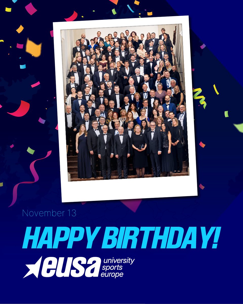 🎂 Happy 26th Birthday, EUSA!
Since 1999, we’ve been bringing together students, universities, and sports across Europe, promoting values of fair play, inclusion, and friendship.

🥂 A heartfelt thank you to all our members, partners, and volunteers who’ve shaped our journey.
