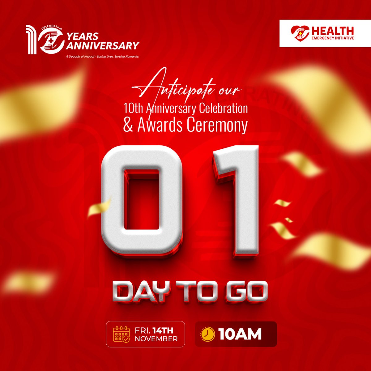 1 day to HEI at 10.
A decade or emergency intervention.
#HEIAt10 #1DayToGo