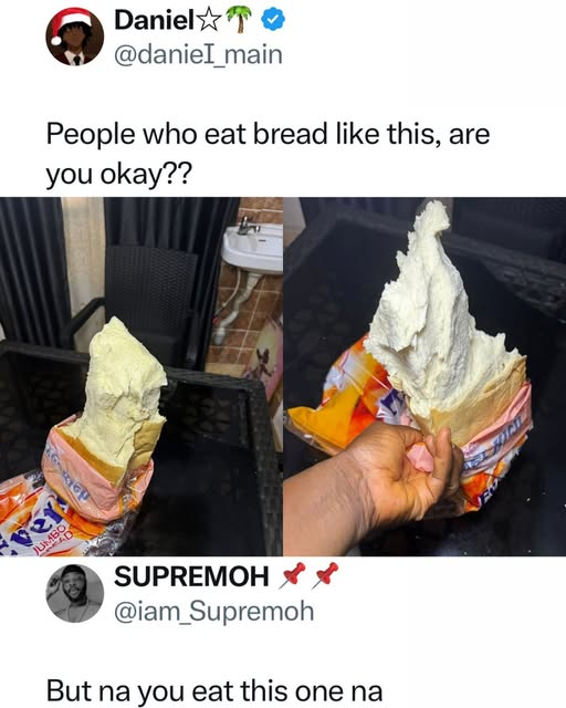 yabaleftonline's tweet photo. Who eats bread like this? https://t.co/tZ46X5wbac