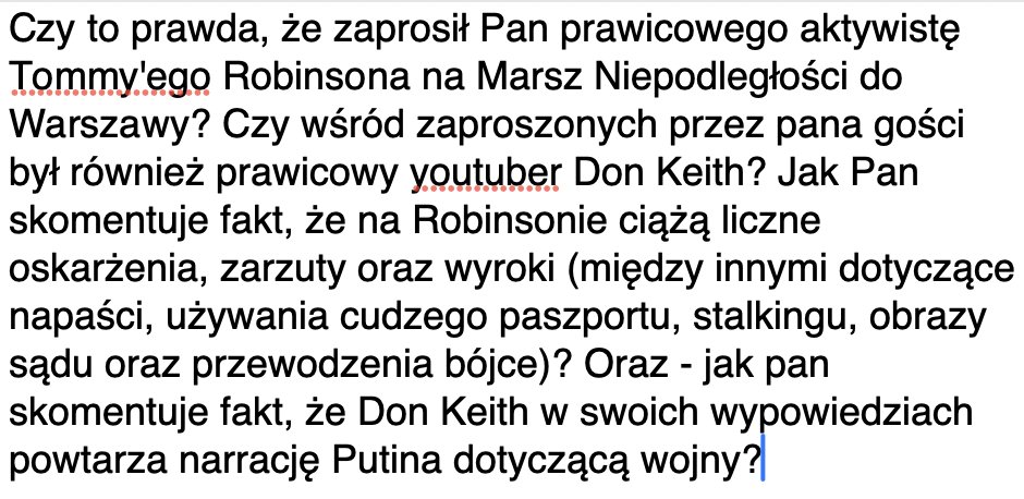 Publiczne ataki na dziennikarkę za wykonywanie obowiązków to próba zastraszenia. Nie ma na to zgody. Proszę <a href="/D_Tarczynski/">Dominik Tarczyński MEP</a> odpowiedzieć na pytania. Powtórzę je: