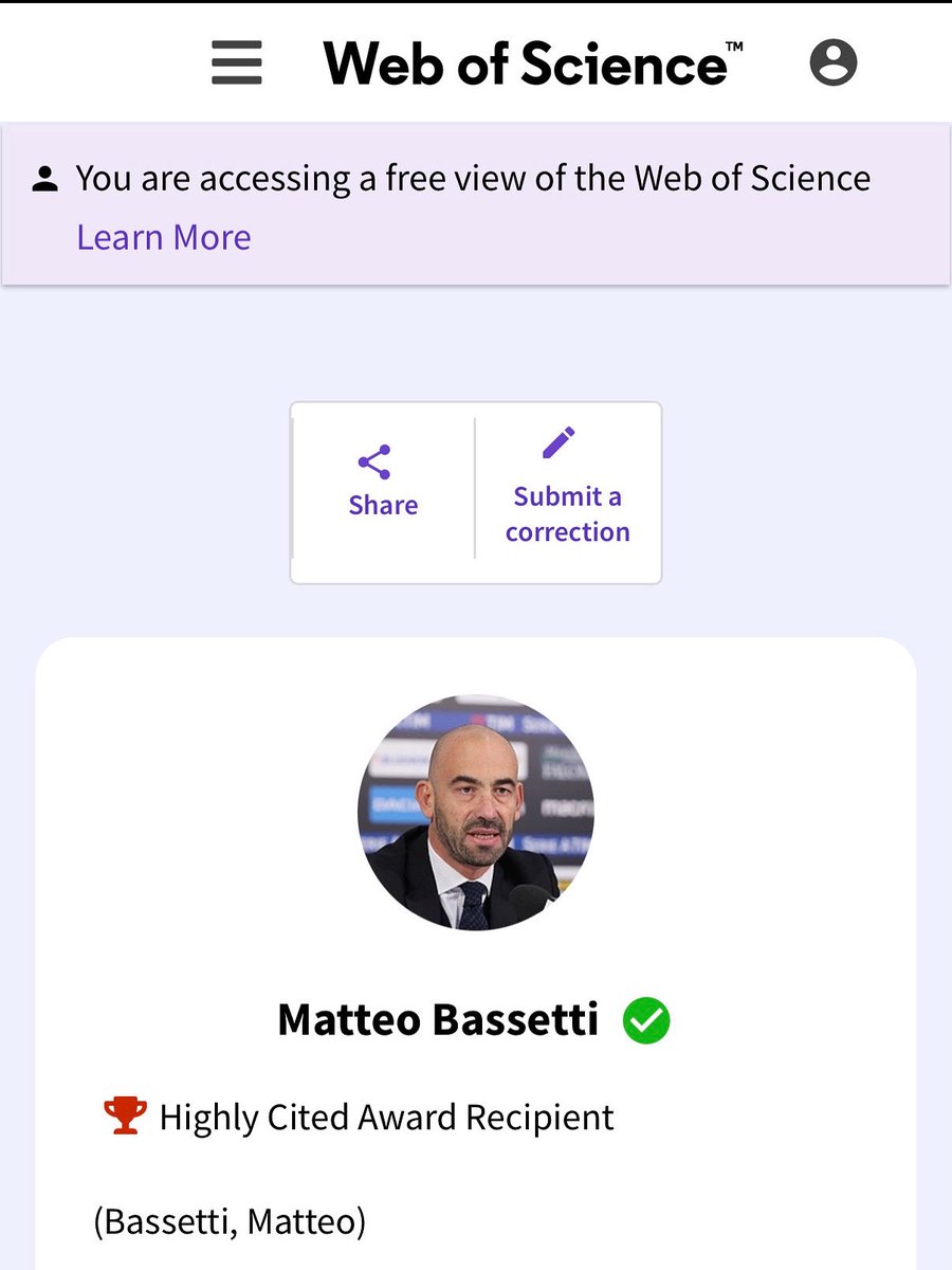 ProfMBassetti's tweet photo. Clarivate ha pubblicato la lista dei #topscientist al mondo, i cosiddetti #HighlyCited Researchers 2025. Quest’anno sono 104 gli italiani che ne fanno parte. Per il V anno consecutivo sono orgoglioso di essere tra i top scientist.
Come viene stilata questa classifica? Ogni ricercatore selezionato è autore di diversi articoli altamente citati che si classificano nell’1% più alto per citazioni nel loro campo e anno di pubblicazione nella Web of Science Core Collection negli ultimi undici anni. Questo elenco, basato sui dati citazionali, viene poi perfezionato utilizzando altre metriche quantitative, nonché analisi qualitative e giudizi di esperti.
Grazie al mio gruppo di ricerca con il quale voglio condividere questo riconoscimento. Viva la ricerca!! Viva la scienza!!
