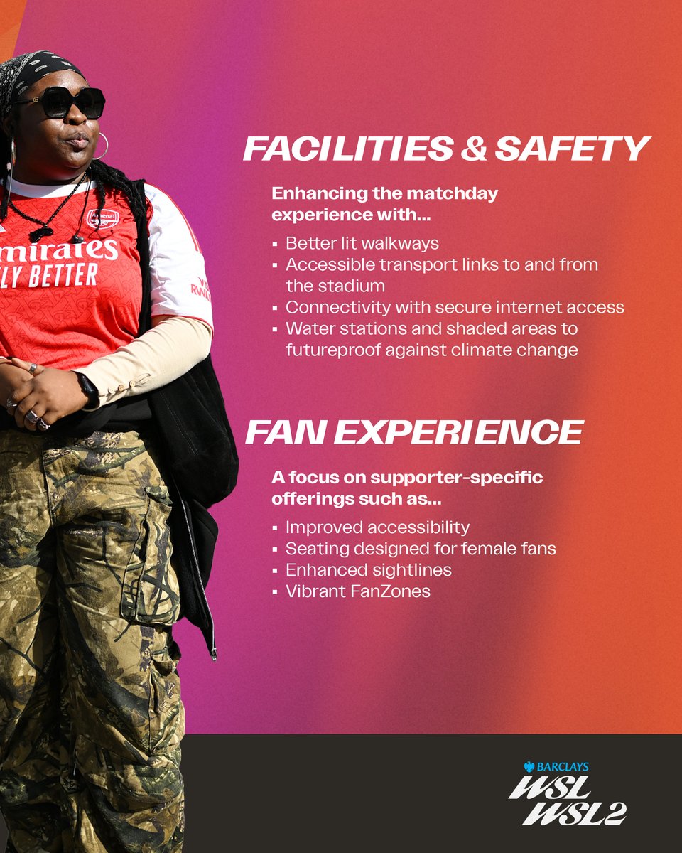 BarclaysWSL's tweet image. WSL Football have today announced their first ever design guidance document for the delivery of elite women's football stadiums in England, laying out how new purpose-built venues and current facilities can be adapted for those at the heart of the women’s game.