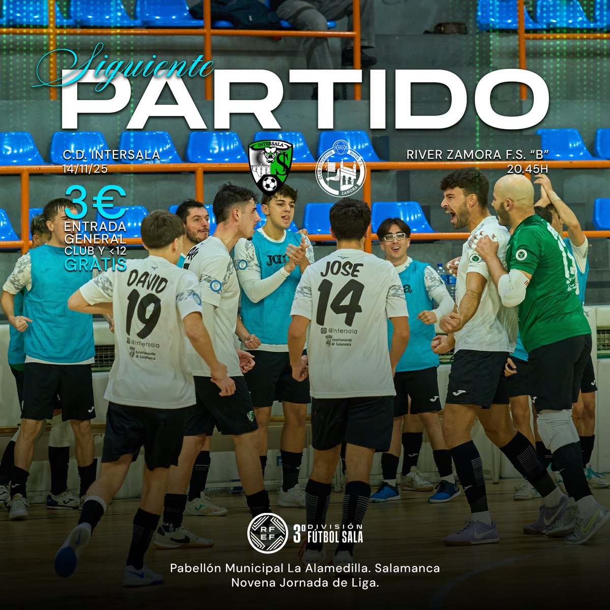 💚 ¡¡NUESTRO TERCERA, DE NUEVO A LA PISTA!!

⚽ Este viernes, a partir de las 20.45h, nuestros chicos se miden a River Zamora FS 'B' en el pabellón de La Alamedilla.

😎 ¡A por la quinta victoria de la temporada!

💚 Siente el Futsal
💚 Siente Intersala