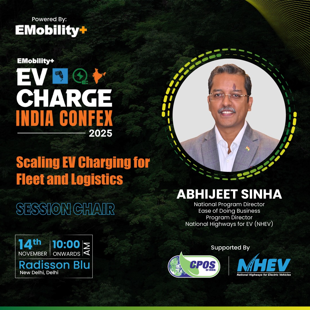 Mr Abhijeet Sinha, Emeritus President - CPOS, will chair the session on "Scaling EV Charging for Fleet and Logistics" at the EV Charge India Confex 2025, powered by EMobilityPlus, supported by CPOS.     

#EVChargeIndia #CPOSIndia #EVMobility #Efleet