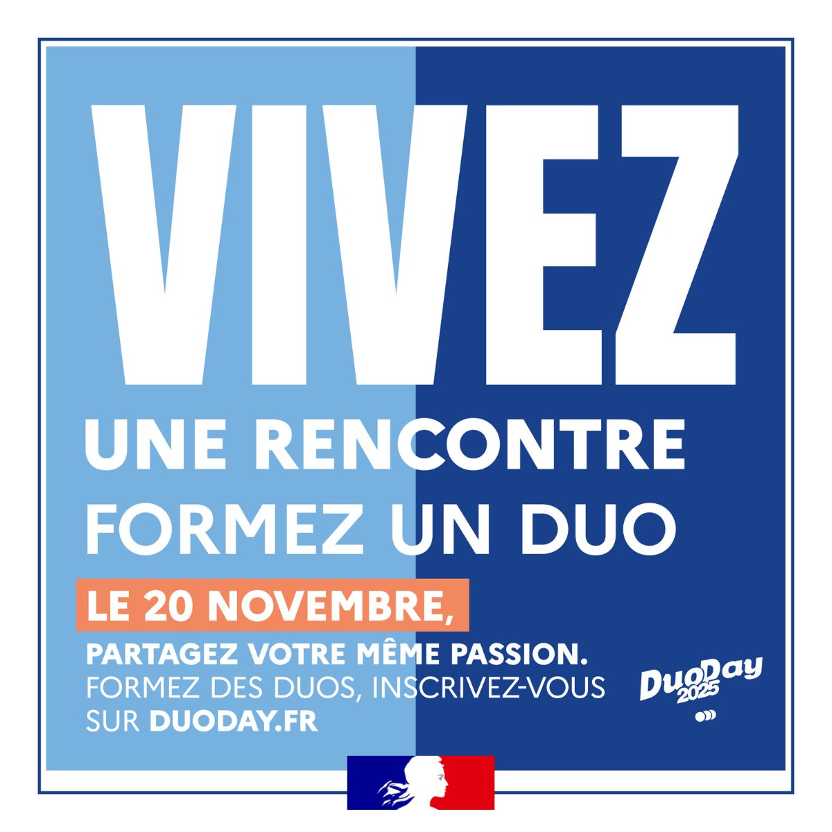 Solidarite_gouv's tweet image. #DuoDay2025 | J-7 avant le DuoDay 2025 !
Employeur, formez un duo avec une personne en situation de handicap le temps d’une journée, et participez à la diversité dans votre entreprise à travers une riche expérience !   

👉 Inscrivez-vous : duoday.fr