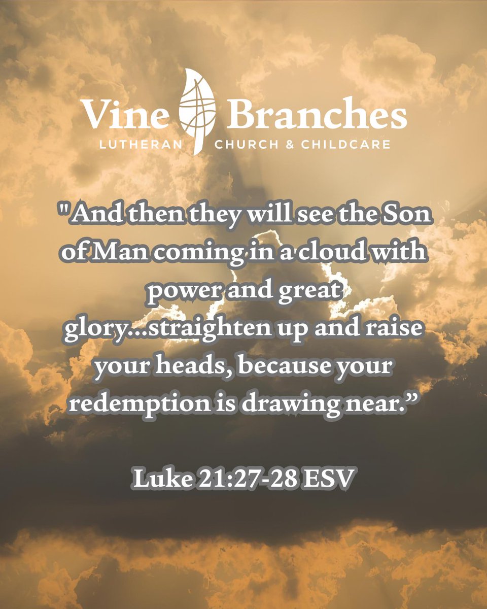 Vine_BranchesLC's tweet image. We invite you to grow in God&apos;s word with us this week as we commit to memory verses from Luke 21:27-28

Please join us at Vine &amp;amp; Branches for our Sunday services at 8:30AM (traditional worship) &amp;amp; 10:30AM

#vablc #LCMS #bible #bibleverse #scripture
