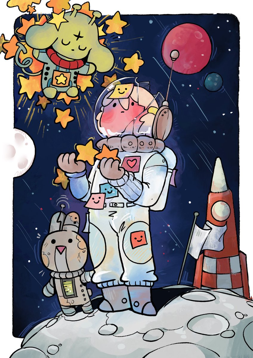 Space aventure !
I have been having fun experimenting with the new procreate brushes so here is a illustration made mostly with the new ones

#illustration #drawing