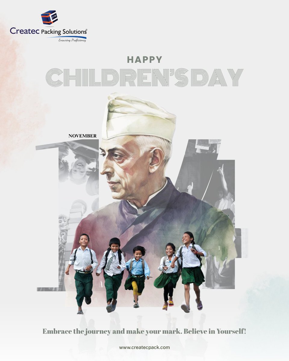 CreatecPacking's tweet image. 🎉 Happy Children’s Day! 🌈✨  

To the little stars who bring joy, laughter, and endless energy into our lives—today is all about YOU! 💫  
Keep dreaming big and smiling bright. 😊💖  

Createc Packing Solutions 💙

#HappyChildrensDay #CelebrateKids #JawaharlalNehru