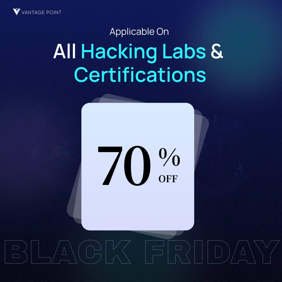 EnciphersLabs's tweet image. This Black Friday, level up your hands-on cybersecurity skills with VantagePoint.

Access starts as low as $29.70, grab 70% OFF on all hacking labs and exam-based certifications for a limited time.

Why VantagePoint?
• One-click, on-demand deployable labs
• Real-world content…