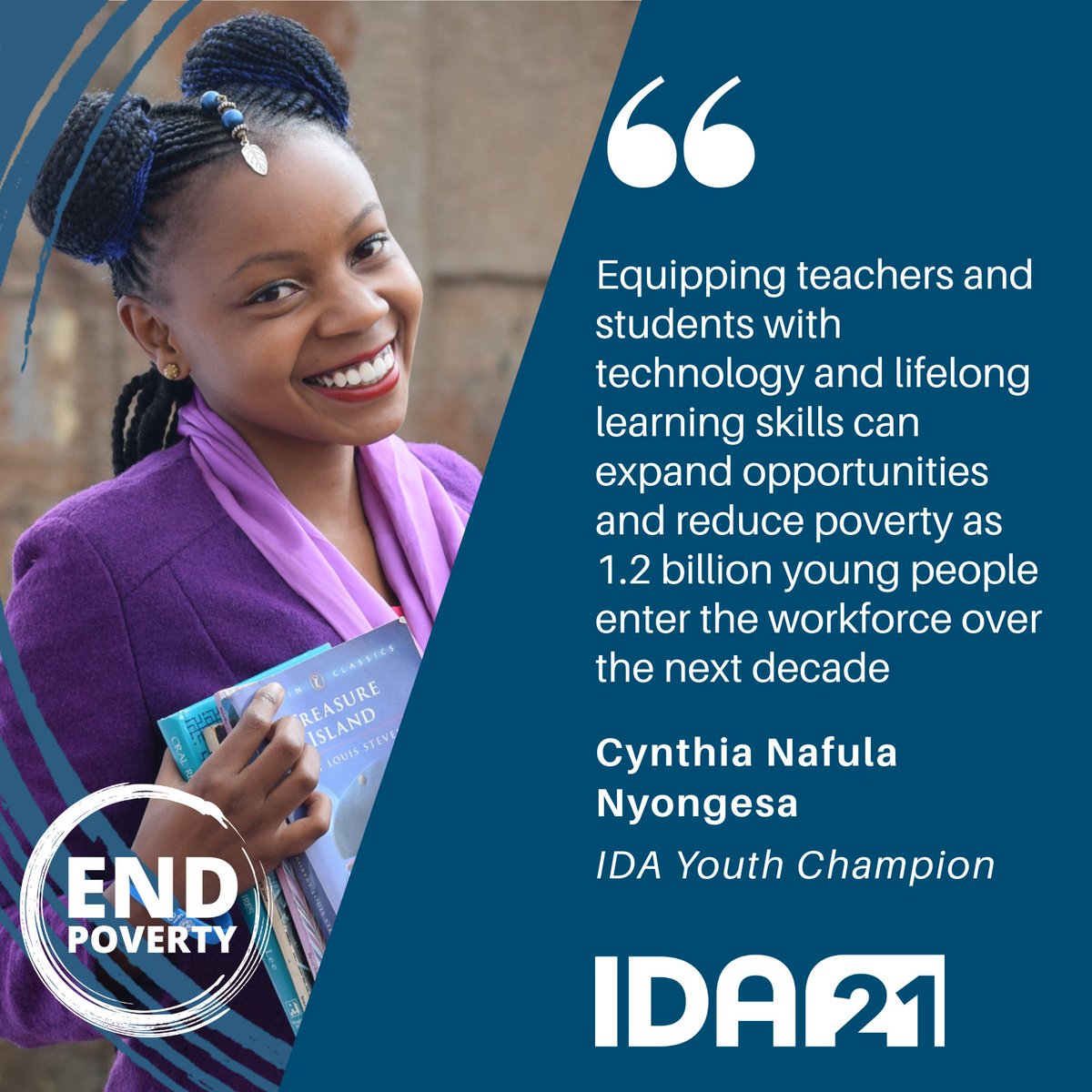 Education is the key to opportunity. 

For <a href="/WBG_IDA/">IDA - World Bank</a> Youth Champion <a href="/CNafulaNyongesa/">Cynthia Nafula Nyongesa</a>, giving teachers and students the tools and technology they need is essential to #EndPoverty. 

#IDAworks
