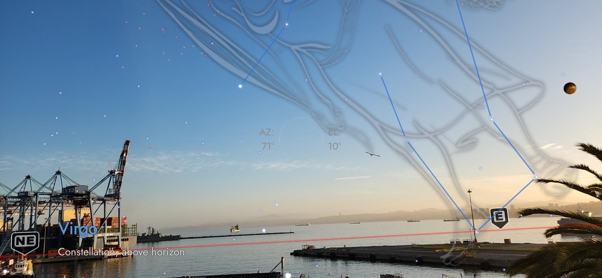 Buenos días navegantes!!
Amanece en la Bahía de Valparaíso, con una mezcla de realidad virtual.
Sobre el puerto la Constelación Virgo.
La Luna y el Sol son los unicos que a esta hora se ven en versión virtual y real
<a href="/seba_sirius/">Seba Campos</a> <a href="/_catalinacm/">CataDeLosCerros🏔</a>  <a href="/Sepulinares/">Alejandro Sepúlveda Jara</a> <a href="/cristobalreus/">Cristóbal Reus Chêreau</a>