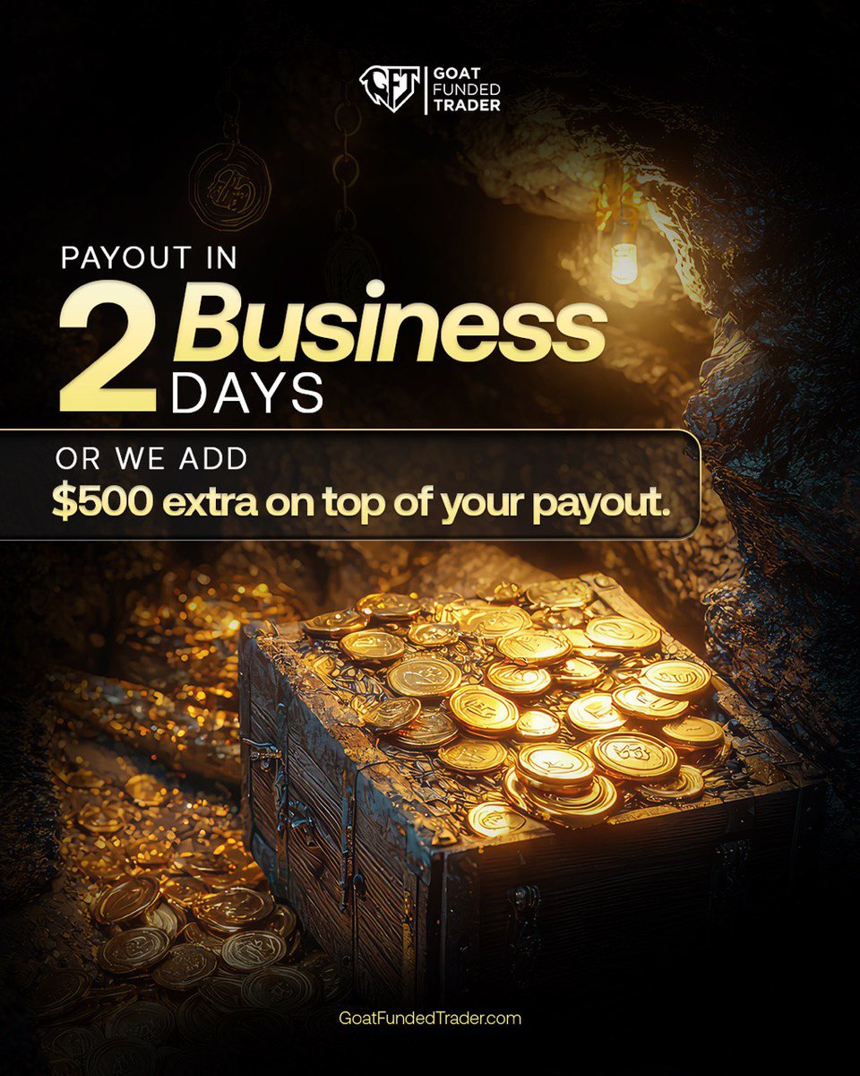 💰 Fast Payouts. Zero Stress. 💰

When you trade with Goat Funded Trader, your profits don’t sit around waiting.

We guarantee that every payout is delivered within 2 business days..

and if we miss that window, you automatically receive an extra $500 added to your payout.

No