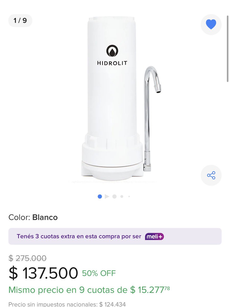 vmenditto's tweet photo. 💦 Filtro de agua 

$137.000

👉🏼Bajo de precio : lo publiqué hace un mes o dos a $160.00

👉🏼Incluso tenes 9 sin interés 

👉🏼Consumí  agua filtrada y hace la cuenta de cuánto ahorras en agua envasada !! ( pagas de cuota $15.000 que equivale a aprox 7 botellas de 2lt agua x mes )

👉🏼Súper fácil instalación 

(Parece un spot ajajajaj)

https://t.co/5BvpgwJ6IO