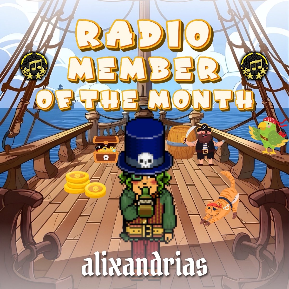 alixandrias be ruling the airwaves as Radio of the Month! 🏴‍☠️ | created by scaurface #Habbo #HIA #HIARadioMOTM