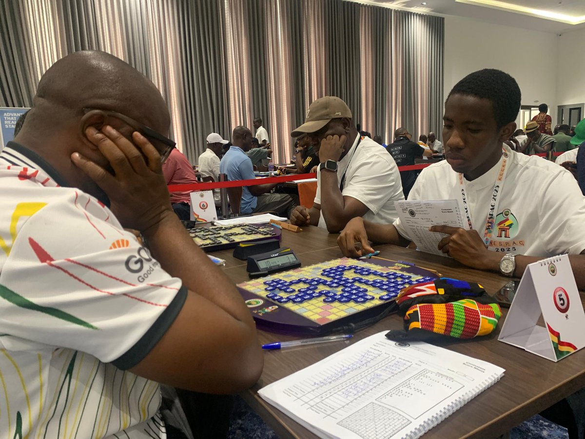 ScrabbleUganda's tweet image. #wespac2025 Day 3.
Geria Richard and Apuuli Davis representing Uganda. 

 Who are you watching out for? @WorldScrabble
#1 Nigel Richards, renowned Nigerian Doko, or the East African giants? 

Follow for updates 🔗
wespac.ghanascrabble.com/tsh/wespac2025…

#scrabble #scrabbleuganda