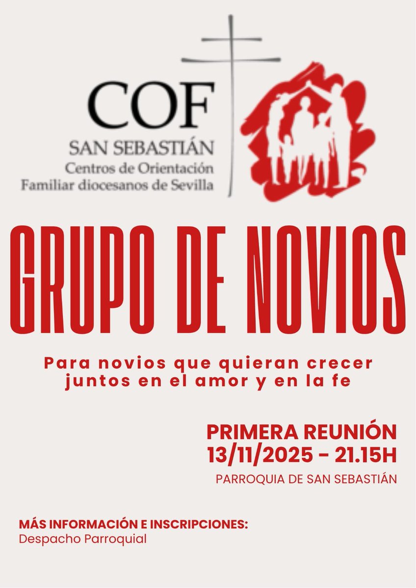 El <a href="/COFSS_Sevilla/">COF San Sebastián</a> lanza un Grupo de #novios que quieran “crecer juntos en el amor y la fe” ❤️ archisevilla.org/el-cof-de-san-…