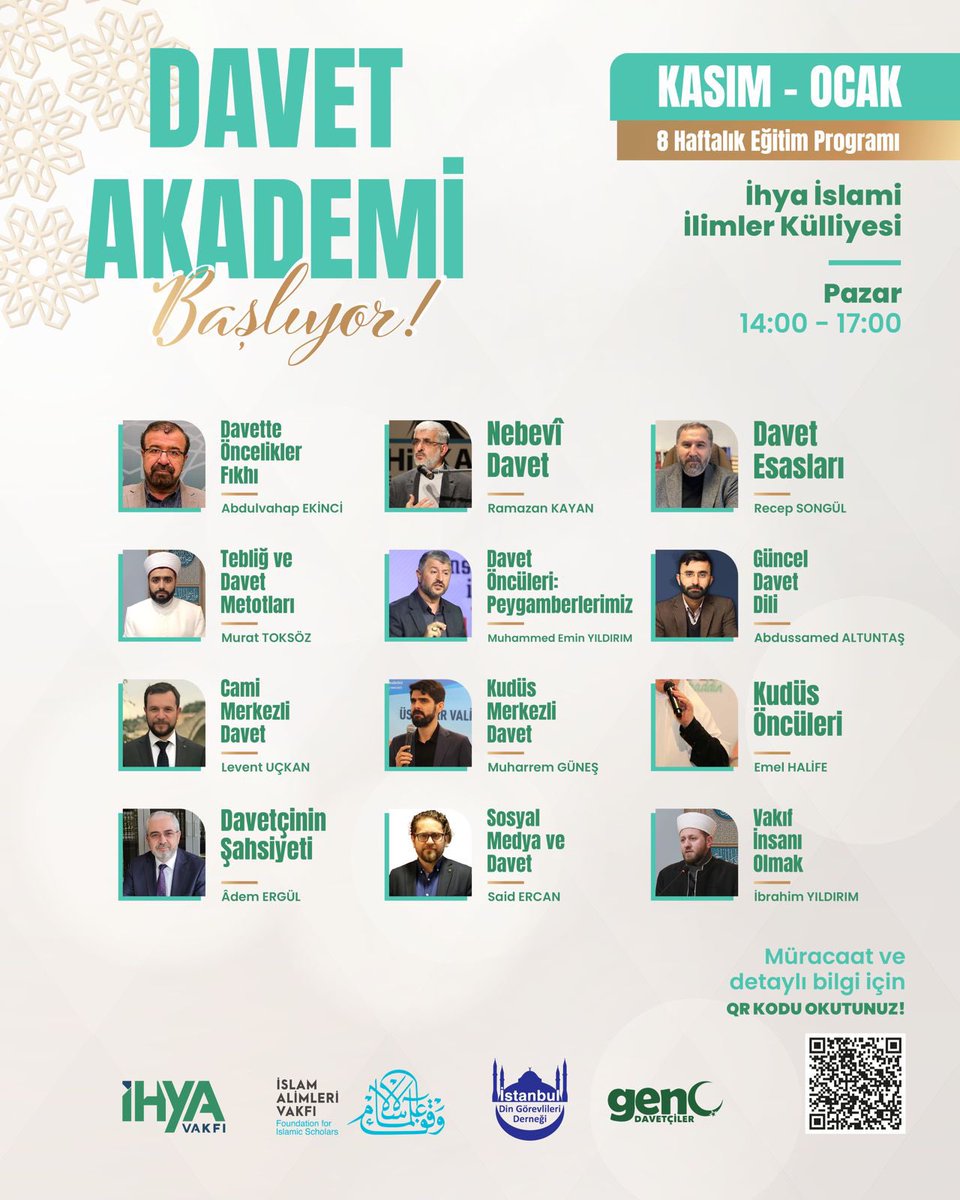 ihyavakif's tweet photo. Davet Akademi’ye kayıtlar başladı!
Kalbini diriltmek, aklını güzelleştirmek, imanına derinlik kazandırmak isteyenler için 8 haftalık bir ilim yolculuğu 💫

📅 Başlangıç: 23 Kasım Pazar
🕓 Her Pazar / 14.00–17.00
📍 8 hafta boyunca

🔗 Kayıt: https://t.co/bXBEVtVNdc https://t.co/NLWa7CithB