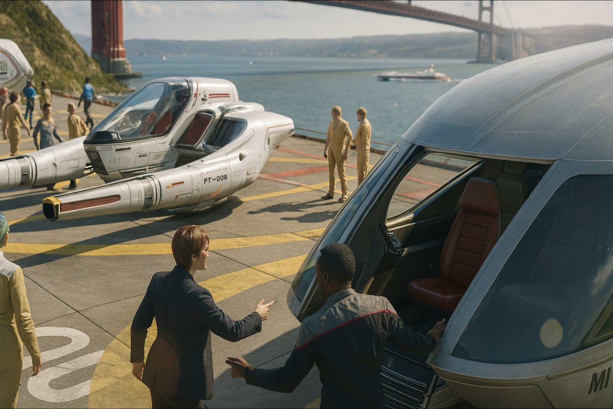 Hop in, we'll go boldly (sub-atmospheric)...

(based off a 2009 SOTL painting by A.Probert)
#AIphotography #StarTrek