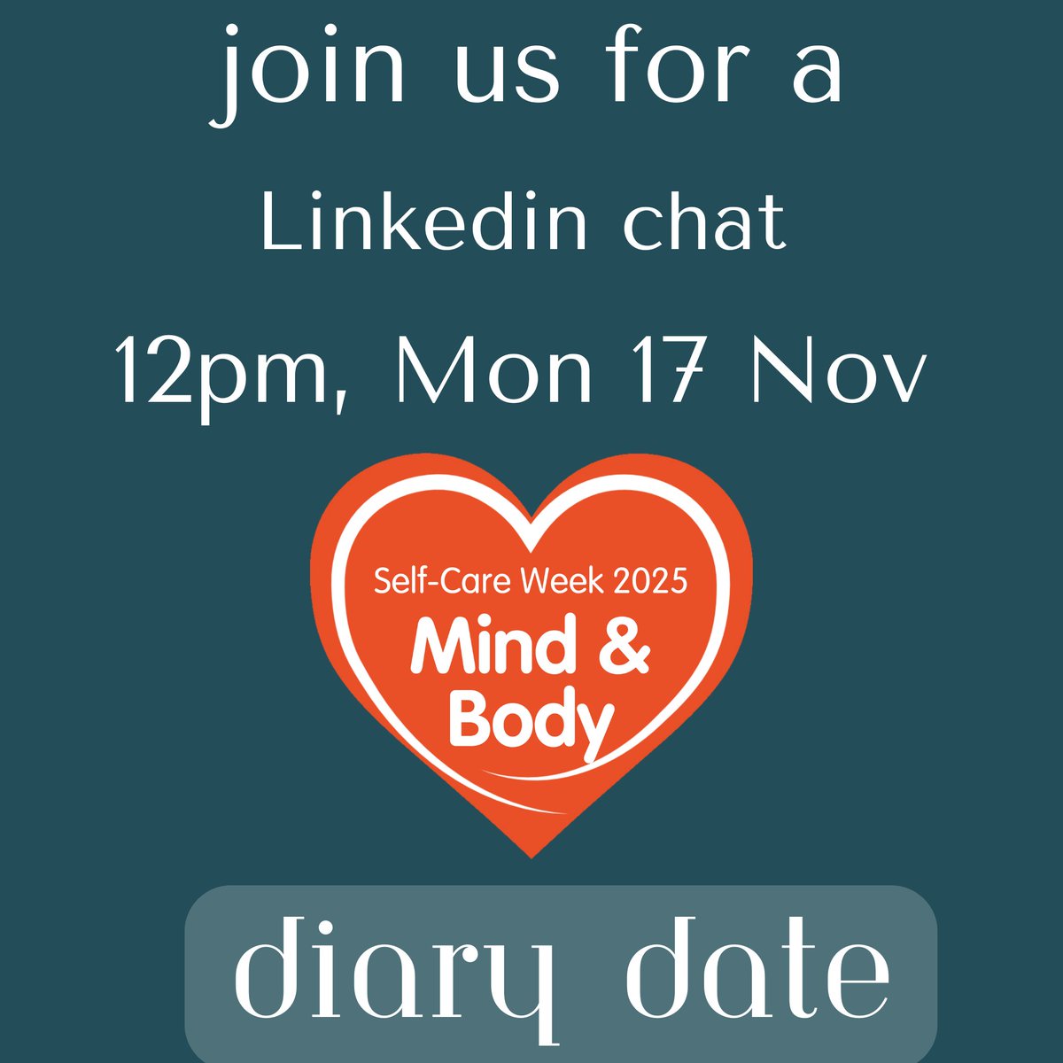 We will be launching #selfcareweek with a #SCWchat on LinkedIn with special guests, do join us and <a href="/Pers_Care/">Personalised Care</a> <a href="/HealthwatchE/">Healthwatch England</a> <a href="/PiFonline/">We're not on X anymore – formerly @PifOnline</a> <a href="/COPEScotland/">COPEScotland</a> <a href="/HelenDon_RN/">Helen Donovan QN (she/her)</a> and others.  <a href="/chloeastewart1/">Dr Chloe Stewart</a> <a href="/MohanpalSinghC/">Mohanpal Singh</a> @NHSLeader <a href="/BenedictKnox/">Ben</a> <a href="/adewilliamsnhs/">Ade Williams</a>