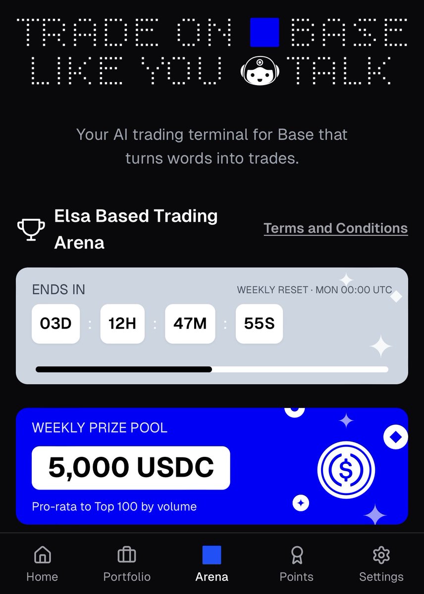Trade on Base 🟦. <a href="/base/">Base</a> 
Like you Talk!   🟥. <a href="/HeyElsaAI/">HeyElsa</a> 

Your AI trading terminal for Base that turns words into trades.

Elsa Based Trading Arena started! 

Volume up Base tokens for $5k weekly rewards!