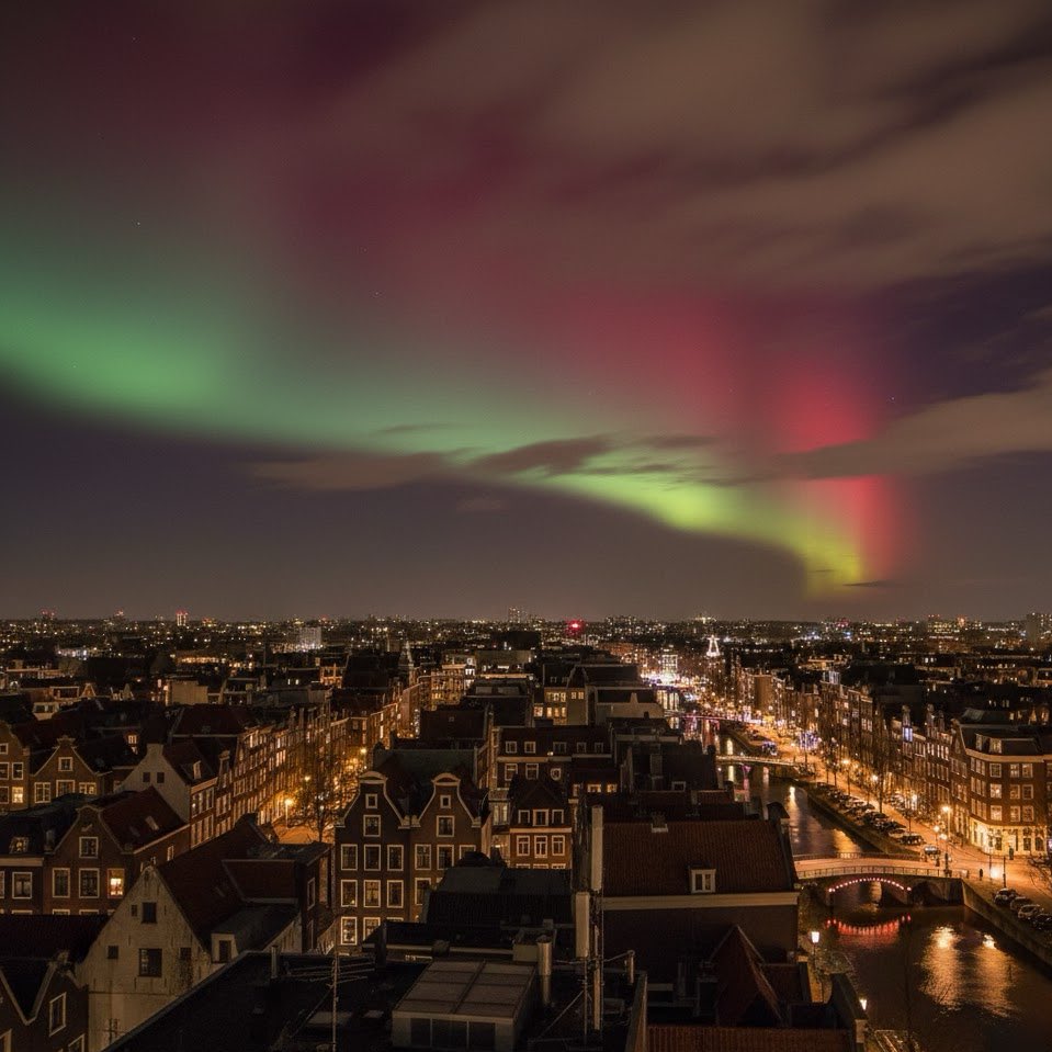 دیشب تا دیروقت تو باد لامصب بالای پشت بوم اینقدر صبر کردم تا بالاخره این زیبا رو تو آمستردام دیدم! حقیقتا پشمام ریخته و هنوزم باورم نمیشه 🥲