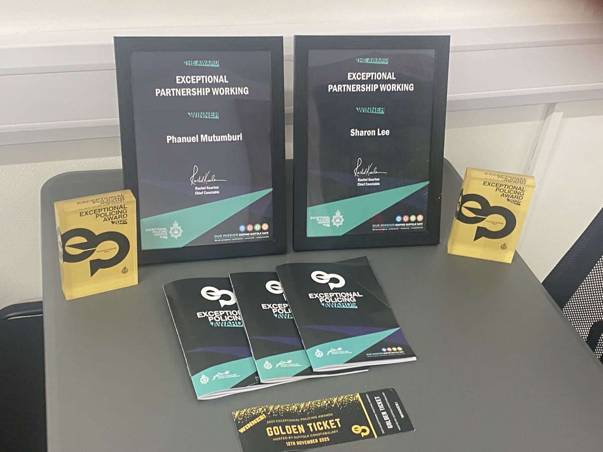 We’re proud to celebrate Phanuel Mutumburi and Sharon Lee,
winners of the Exceptional Partnership Award 2025! 🌟
Their work with Suffolk Constabulary strengthens trust, equality, and inclusion across Suffolk’s diverse communities. 🤝

Find out more below!
bit.ly/3LArZXD