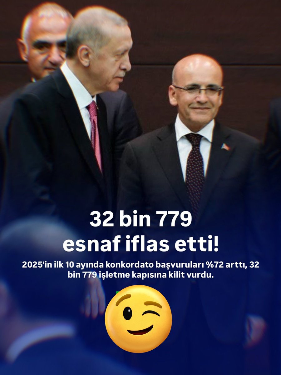 🕊️ 32 bin küsür esnaf iflas etti. 
Üstüne istatistiklere göre de 250-300 bin esnaf kilit vurmaya hazırlanıyor.!
👍🏻 Teşekkür ederiz esnafların nefesini kestiğiniz için.