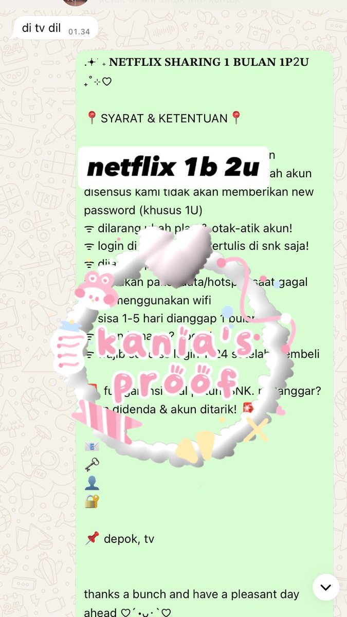 loooveyouu_'s tweet photo. 129. testi vidio platinum tv 1 bulan
130. testi vidio privat all device 1 bulan
131. testi netflix 2u 1 bulan
132. testi remini pro shar 1 bulan https://t.co/plHOjOywZ9