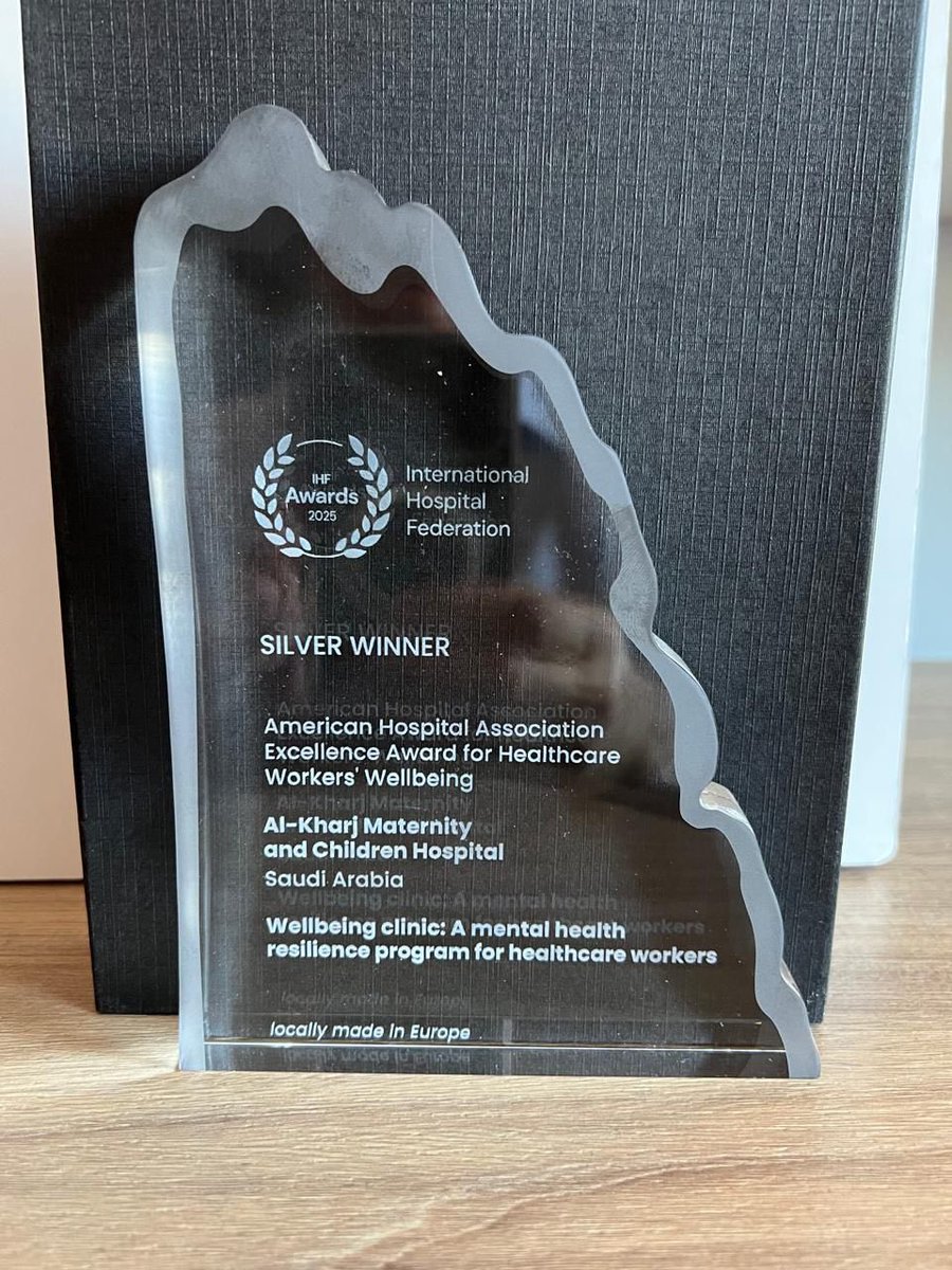 في مؤتمر الإتحاد الدولي للمستشفيات المقام في جنيف لهذا العام 2025 . 
- نبارك لمستشفى الملك خالد بالخرج لنيله المركز الأول الجائزة الذهبية لفئة الجائزه الكبرى Dr. Kwang Tae Kim Grand Hospital Award،
- ولمستشفى الولادة والأطفال بالخرج لنيله المركز الثاني الجائزه الفضية من الجمعية