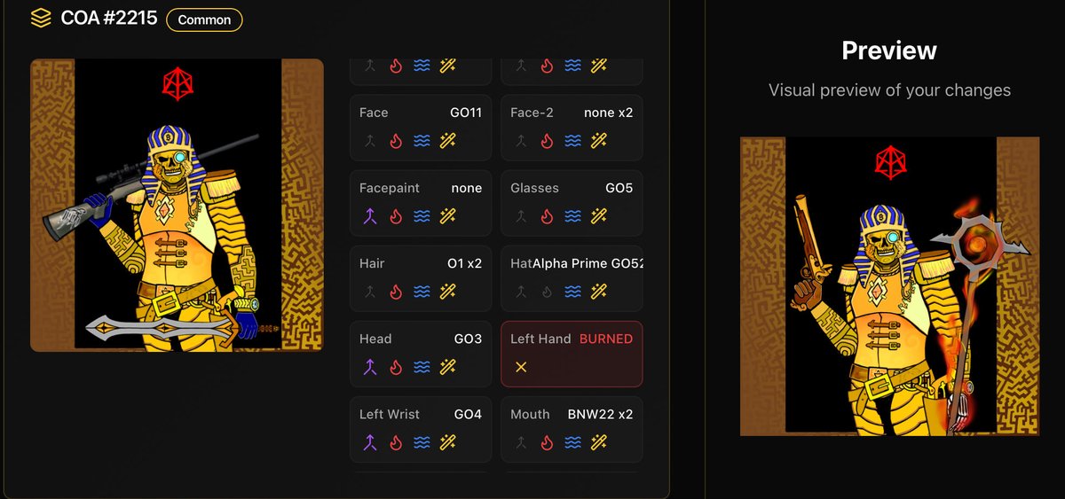 _BMCollection_'s tweet image. Exited to show of the first successful fusion, tuned alpha hat trait into alpha prime. And almost the first fully golden COA that’s meets the requirements for a CUSTOM ORIGINAL. LFG! #NFTs #CardanoCommunity