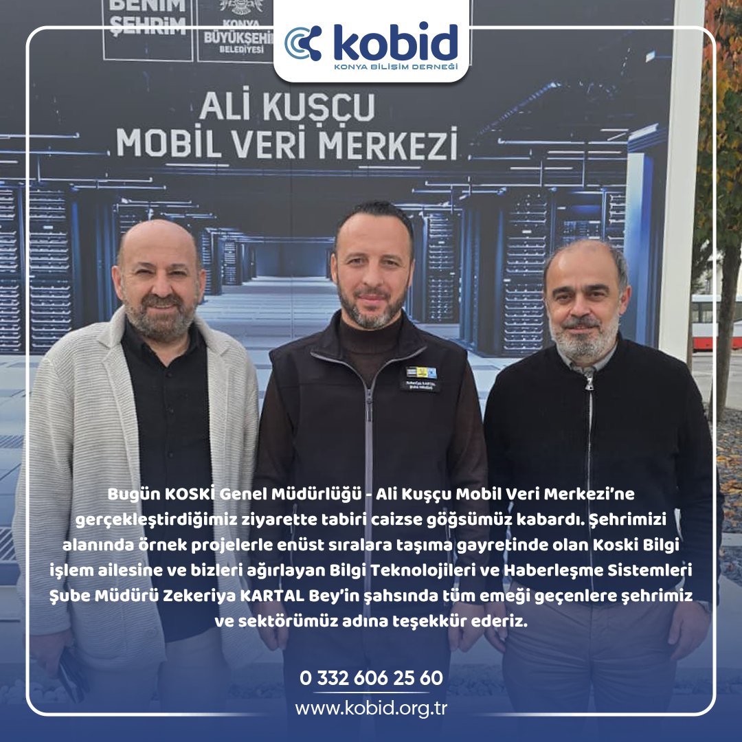 Bugün KOSKİ Genel Müdürlüğü - Ali Kuşçu Mobil Veri Merkezi’ne gerçekleştirdiğimiz ziyarette tabiri caizse göğsümüz kabardı. Şehrimizi alanında örnek projelerle enüst sıralara taşıma gayretinde olan Koski Bilgi işlem ailesine ve bizleri ağırlayan Bilgi Teknolojileri ve Haberleşme.