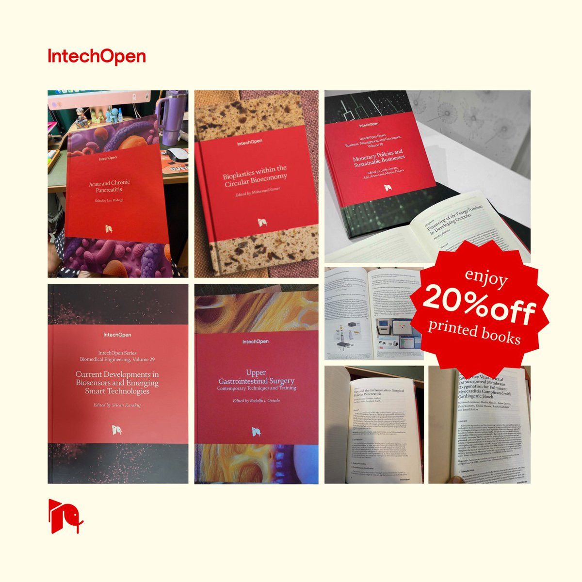 IntechOpen's tweet image. For a limited time, all printed titles are available with 20% off using the code BOOKS20 at checkout.

See how others are enjoying their copies - and get yours: bit.ly/47ShrKP