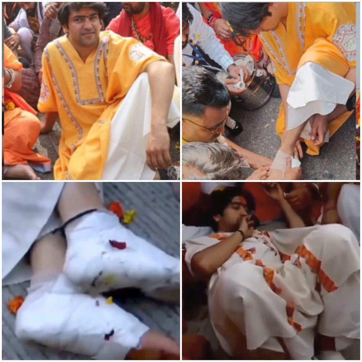 Anshiyadav___'s tweet image. सिर्फ 3 दिन पैदल चलने पर ही पंडित जी के पैरो में छाले हो गए, पट्टी बांधनी पड़ी, डॉक्टर ने कहा शरीर में गोबर. लगाने से आराम मिल सकता है दवा से नहीं ॥😂