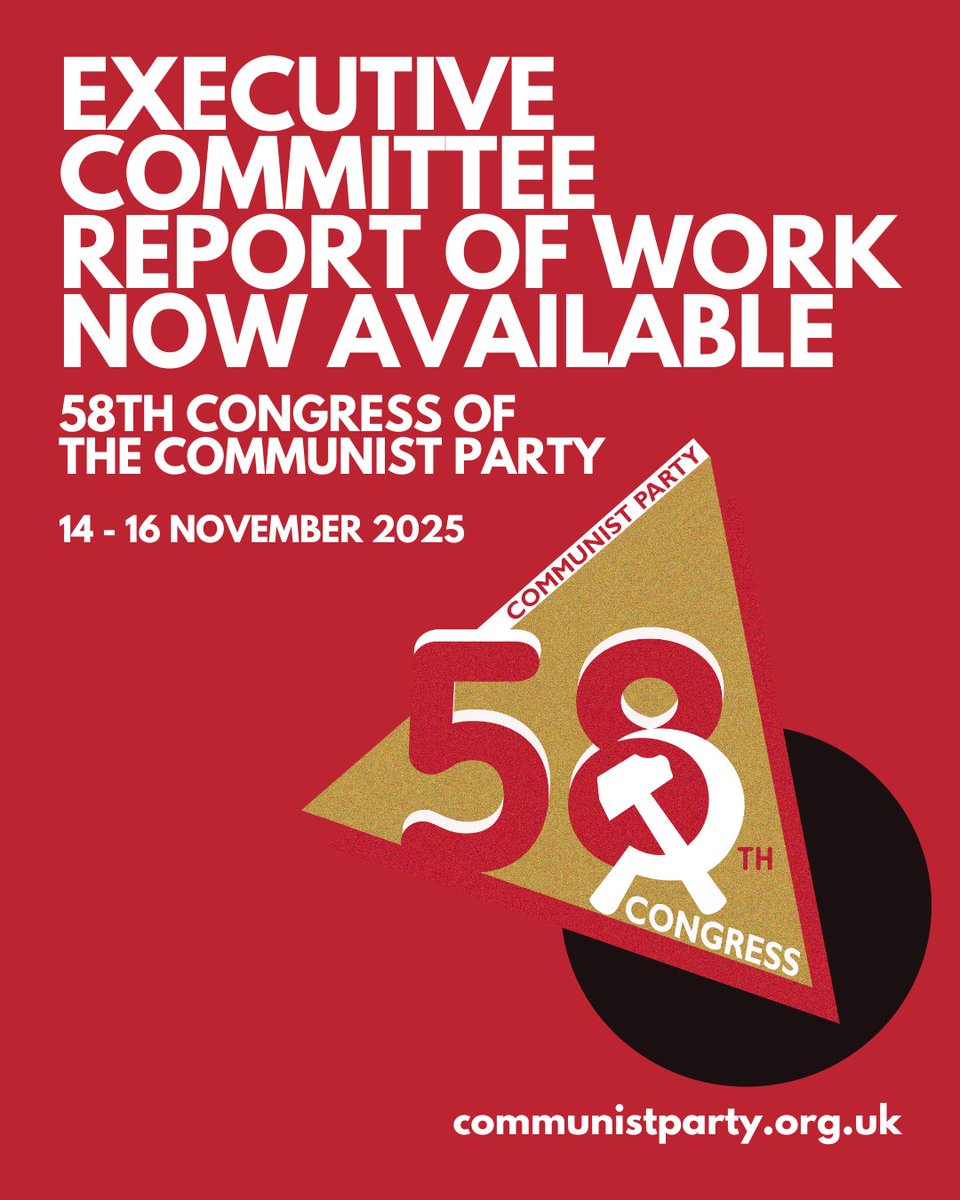 CPBritain's tweet image. All comrades and Congress delegates can now access and download the outgoing Executive Committee&apos;s Report of Work in the Members Area #CP58 🔗 members.communistparty.org.uk/login

For any issues or queries please contact congress@communistparty.org.uk

Build the future. Join the Party.
