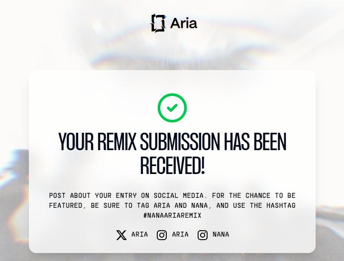 ARIA Protocol Remix Contest ft. NANA

Song name : FORGIVE

→ Made Remix today using three of the NANA's song (Daylight, God, Hurt) <a href="/rcade_co/">RCADE</a> 

→ Submitted my Remix on the <a href="/Aria_Protocol/">Aria</a> Remix campaign, If you want to hear it here is the link of it 

→ Please give like &amp; drop