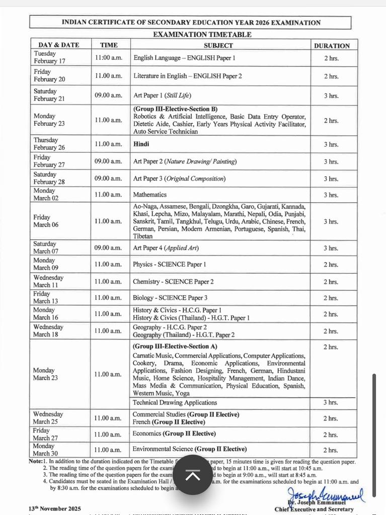 rmulko's tweet image. Council for the Indian School Certificate Examinations (CISCE) has officially announced the schedule for the #ICSE (Class X) and #ISC (Class XII) Year 2026 Examinations. 

ISC examinations commencing on 12 February and the ICSE examinations beginning on 17 February 2026.