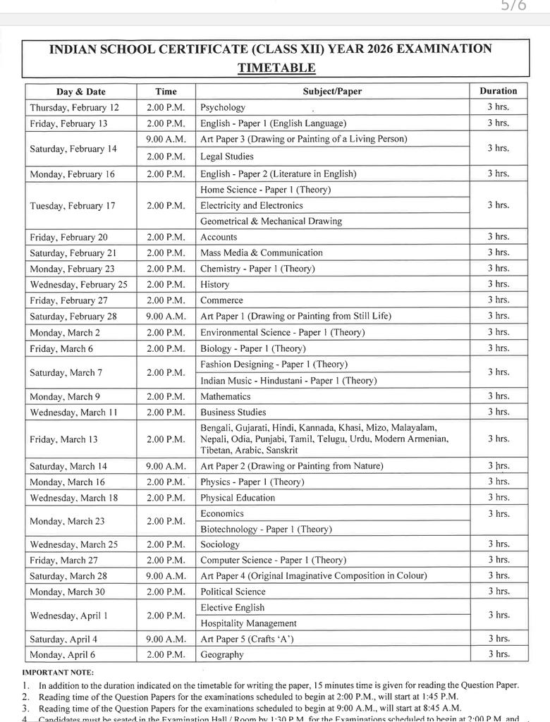 rmulko's tweet image. Council for the Indian School Certificate Examinations (CISCE) has officially announced the schedule for the #ICSE (Class X) and #ISC (Class XII) Year 2026 Examinations. 

ISC examinations commencing on 12 February and the ICSE examinations beginning on 17 February 2026.