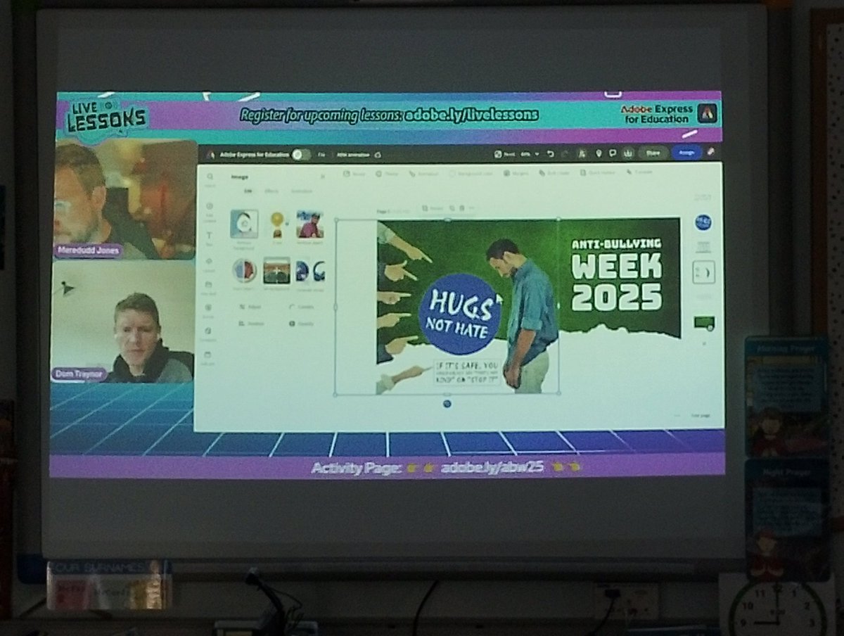 StMarysRathlin's tweet photo. For #AntiBullyingWeek2025 we took part in a workshop designing our online interactive posters from @AdobeExpress and we wore our odd socks on Monday. #oddsocks https://t.co/AVAPrIe6qT