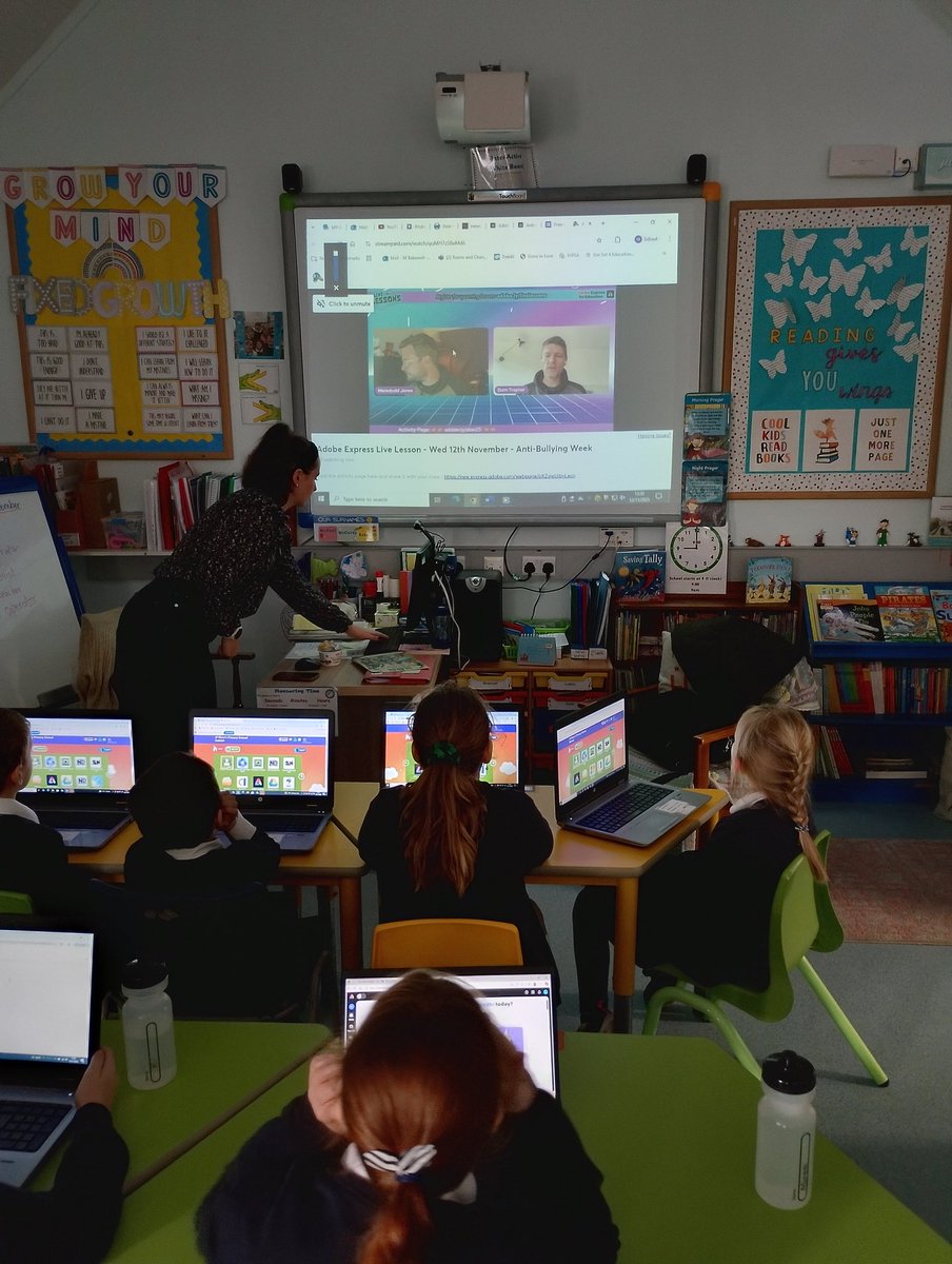 StMarysRathlin's tweet photo. For #AntiBullyingWeek2025 we took part in a workshop designing our online interactive posters from @AdobeExpress and we wore our odd socks on Monday. #oddsocks https://t.co/AVAPrIe6qT