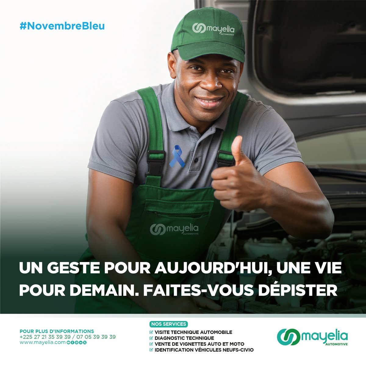 Ce mois-ci, nous pensons à nos pères, frères, amis et collègues. Ne l’oubliez pas, c’est un petit geste qui peut faire une grande différence ! Parlez-en, informez-vous, agissez dès aujourd’hui.

#MayeliaAutomotive #NovembreBleu
#CancerDeLaProstate #SantéDesHommes