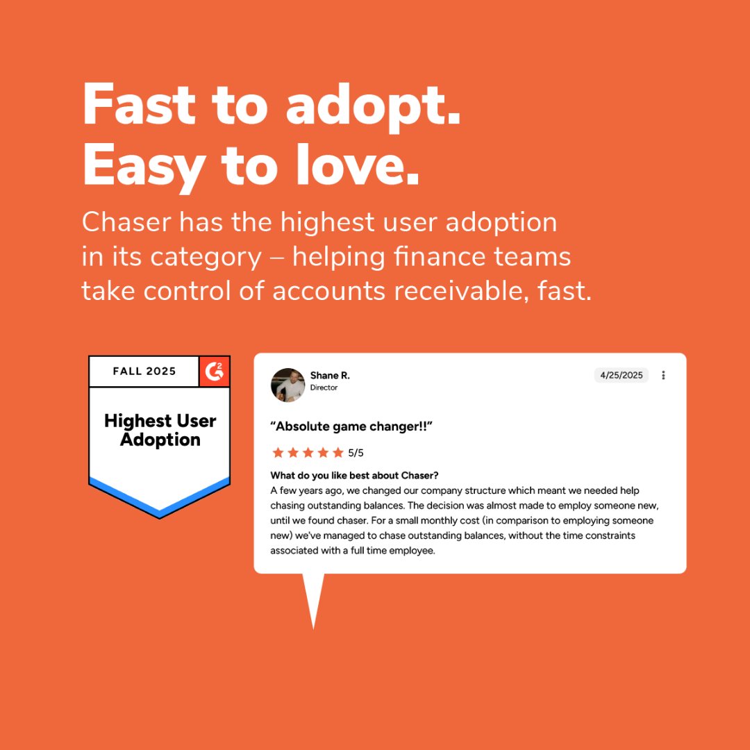 chaser_hq's tweet image. Why does user adoption matter in AR automation? ⚡

Low adoption slows collections. High adoption accelerates them.

Chaser gives you:

✅ Automated reminders
✅ Full visibility
✅ 15+ hours saved weekly

#accountsreceivable #creditcontrol #financeoperations #cashflow