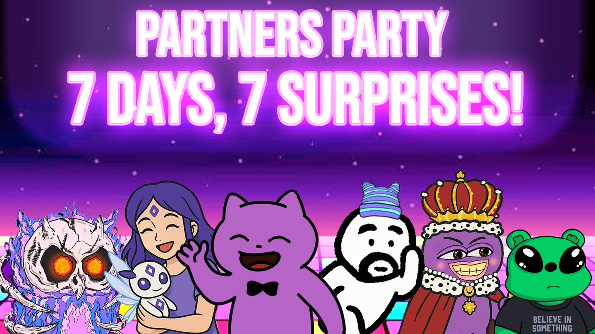 🔥🔥 Partner Party: 7 Days, 7 Surprises is HERE! 🔥🔥

We’re kicking off an epic Party with our amazing partners:
✨ <a href="/moyaking_xyz/">Moyaking 👑</a>
✨ <a href="/MONIonMonad/">MONI (mainnet arc)</a>
✨ <a href="/csfmly/">C's Family 🎟️</a>
✨ <a href="/SpiritsOfMonad/">Spirits of Monad</a>
✨ @Owls_nft
✨ <a href="/schizosybils/">Schizo Sybils (mainnet arc)</a>

🔥 70+ WL Spots up for grabs!

🟪 Rule:
👊Our partners have hidden 6